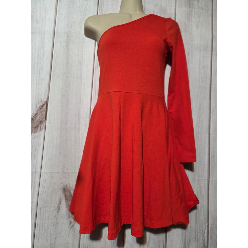 ASOS Red One Shoulder Long Sleeve Skater Dress Ladies 4 Fit and Flare Short
